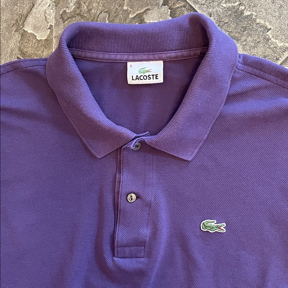 LACOSTE Men's Long Sleeve Polo in Rich Purple Preppy Casual Coastal Resortwear